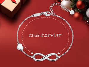 CDE Infinity Heart Birthstone Charm Link Bracelet for Women 925 Sterling Silver Adjustable Mother's Day Christmas Day Gift Anniversary Birthday Jewelry for Wife Girlfriend Her