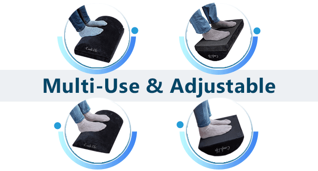 ComfiLife Foot Rest for Under Desk at Work – Adjustable Height Memory Foam Foot Stool for Under Desk, Office Chair & Gaming Chair – Ergonomic Footrest for Back & Hip Pain Relief (Black)