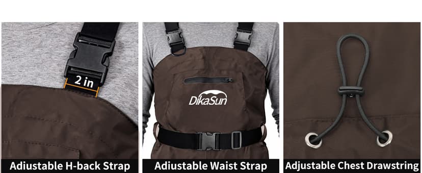 DikaSun Fishing Waders for Men & Women, Waterproof 2-Ply Nylon/PVC Chest Wader with Boots for Outdoor Sizes 4-13 Bootfoot