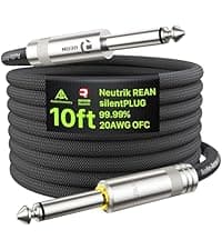 AA AUDIO ACCESSORY Guitar Cable 10 ft 2 Pack, Nylon Braided Anti-Kinking Kevlar-Reinforced, 20AWG 99.99% OFC, Heat-Shrink Protected 1/4 Instrument Cable, Shielded Amp Cord for Fender Electric Guitar
