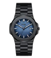 BUREI Men Watches Brown Leather Fashion Minimalist Wrist Watch Simple Ultra Thin Waterproof Quartz Watches All Black Stainless Steel Mesh Band,Gift for Men Women