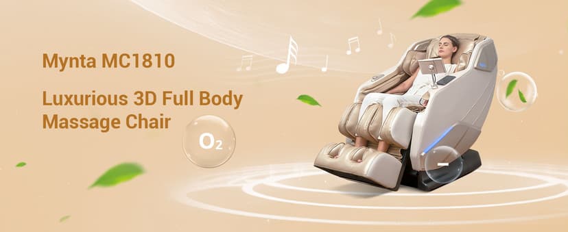 MYNTA Massage Chair Full Body with Heat, Zero Gravity SL-Track 3D Massage Chairs with Thai Stretching, 12 Modes,12 Massage Techniques, Calf & Foot Massage, Wireless Charging, White Noise