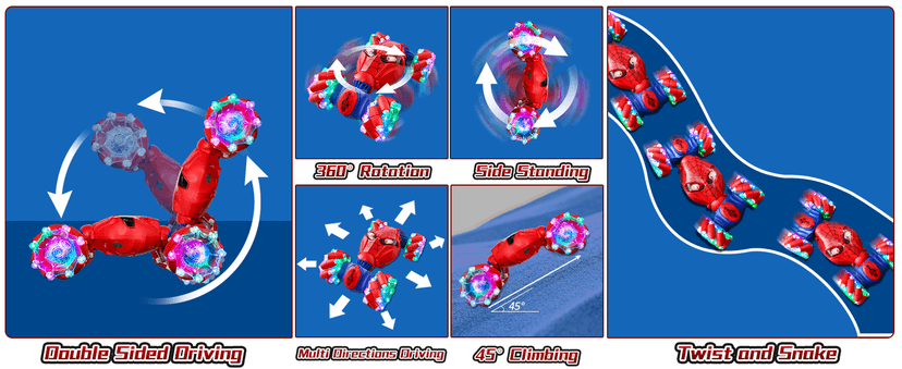 S-pider Rc Gesture Sensing Stunt Car Toys for Boys 4-14 Years Old, Drift Hand Control Remote Control Cars with Light & Music, 360°Rotation Double Side Cars Birthday Gifts for Kids Age 5 6 7 8 9 10 11