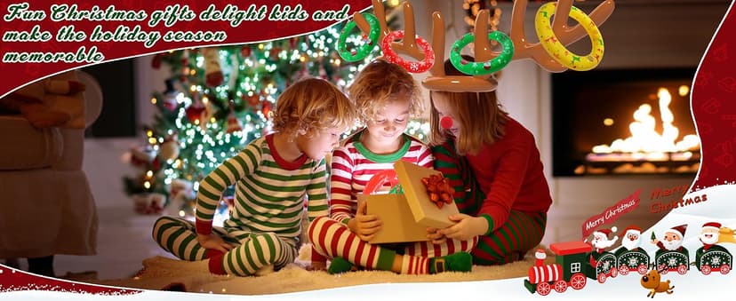 Christmas Games Decorations, Inflatable Reindeer Antler Ring Toss Game, Stocking Stuffers for Men Women Kids Teens Adults, Christmas Party Games Fun Xmas Gifts Carnival Holiday Family