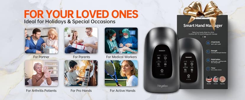 Hand Massager with Heat and Compression for Arthritis and Carpal Tunnel Relief, Finger Wrist Hand Therapy Equipment Pain Relief,Thoughtful Gifts for Women,Man(Gray)