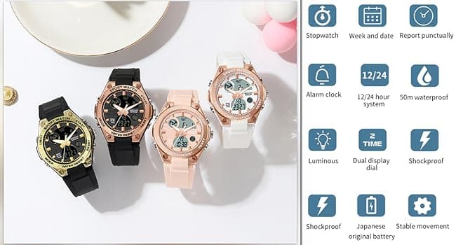 findtime Womens Digital Watch Sport Waterproof Watch Analog Military Tactical Watches LED Backlight Alarm Stopwatch Wrist Watches