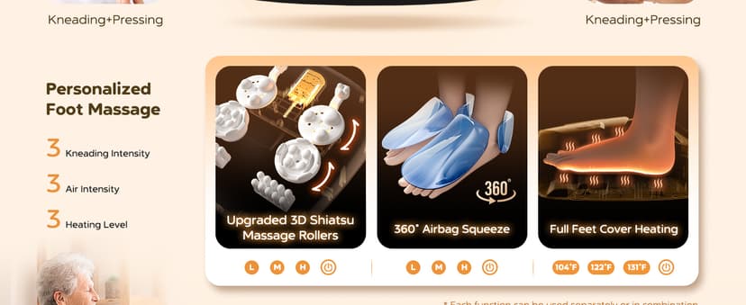 Shiatsu Foot Massager Machine with Heat, 2025 Upgrade Deep Kneading, Full Foot Massager with Remote for Plantar Fasciitis, Neuropathy, Birthday Gifts for Women Mom Men Dad, Up to Foot Size 14