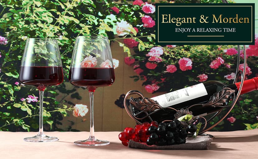 Red wine glasses 19oz Hand Blown Premium Crystal White square wine glass set of 4 Unique Large Wine Glasses Long Stem for men or women Wedding, Anniversary, Christmas Gift Box Give away gifts