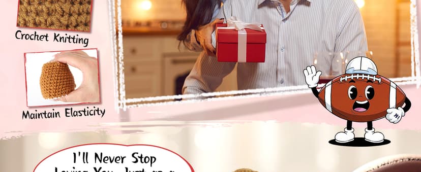 Birthday Gifts for Him Her Boyfriend Girlfriend, to My Love Handmade Emotional Crochet Football, Small Cute Anniversary Present for Him, Mini Romantic I Love You Gift for Husband Wife Couple