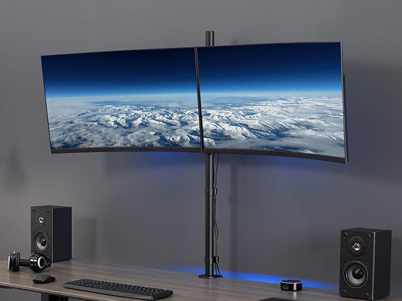 VIVO Dual Monitor Stand Up Desk Mount Extra Tall 39 inch Pole, Fully Adjustable Stand for up to 27 inch Screens, Black, STAND-V012