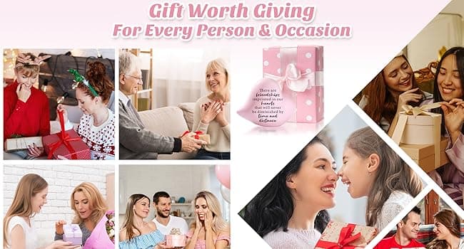 Friend Gifts for Women Birthday Unique - Friendships Imprinted in Our Hearts Never Be Diminished by Time and Distance- 4"x4" Ceramic Heart Decor, Gift for Friends Female Christmas