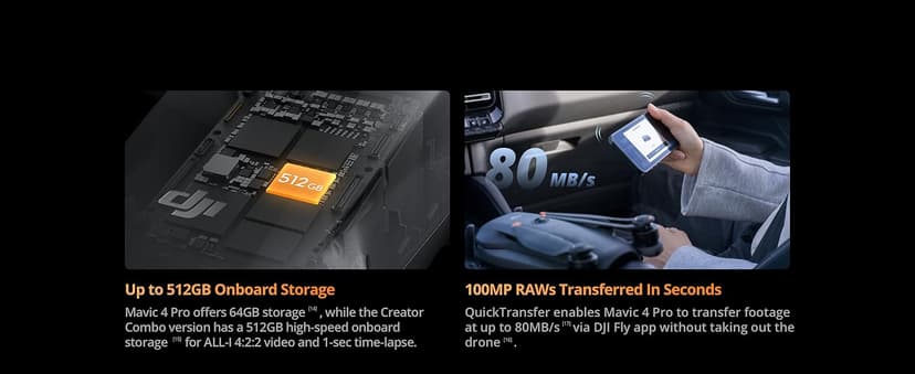 DJI Mavic 4 Pro 512GB Creator Combo with RC Pro 2, Flagship Tri-Camera Drone with 100MP 4/3 CMOS Hasselblad Camera, 51-Min Max Flight Time, Three Batteries, Charging Hub, Professional, Gray
