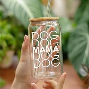 NewEleven Gifts For Dog Lovers, Dogs Owners, Dog Moms, Fur Mama - Dog Mom Gifts For Women - Cute Funny Gift For Women, Best Friend, Girlfriend - 16 Oz Coffee Glass
