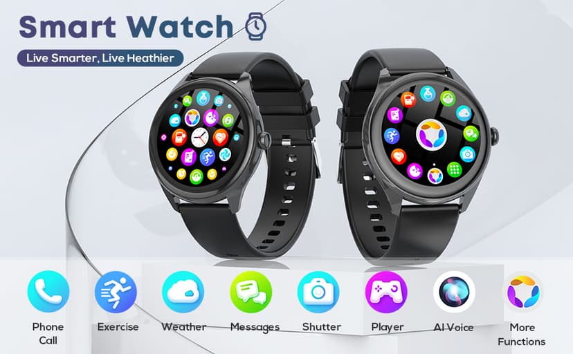 DIVOAZBVO DIVOAZBVO Smart Watches for Women Men, 1.39" HD IPS Touchscreen Smartwatch with 120 Sports Modes, Heart Rate/Sleep Monitor, IP67 Waterproof, Bluetooth Call & Music Control for iPhone/Android (Black)