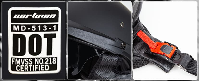 Cartman Motorcycle Open Face Helmet with Sun Visor Quick Release Buckle, Matte Black, DOT Approved