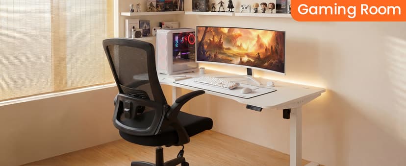 NEO CHAIR Office Desk Gaming Chair Computer High Back Mesh Seat with Rolling Wheels Ergonomic Adjustable Comfy Flip-up Armrests Lumbar Support Height for Home (Black)