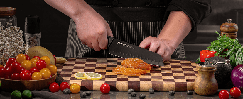 Stainless Steel Kitchen Utensils Set Dishwasher Safe Astercook Knife Set for Kitchen with Block and Sharpener 15pcs German B0C1YBPJ43