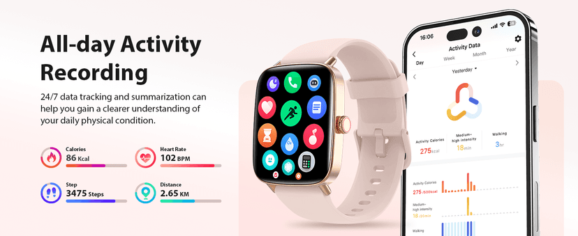 Smart Watch for Women, 2025 New Smartwatch (Answer/Make Call) for iPhone/Android, 1.85" HD Dynamic Dial Fitness Tracker with 110+ Sport Modes, Sleep/Health Monitor, IP68 Waterproof, with 2 Bands