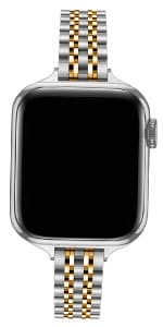 Slim Watch Band Compatible with Apple Watch 41mm 45mm 42mm 44mm 40mm 38mm Metal Stainless Steel Watchband Suitable for iWatch 10/9/8/7/6/5/4/3/2/1/SE Series Women Luxury Strap