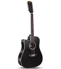 Vangoa 12 String Guitar Acoustic Electric, Upgraded Guitar 12 Strings Bundle for Beginner Intermediate Adults Teens, Guitarra de 12 Cuerdas, Spruce Top Bone Nut, Black, Matte