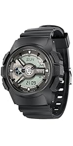 Beeasy Men Digital Sports Watch,Waterproof Watch with Stopwatch Countdown Timer Alarm Function Dual Time Rubber Strap Wrist Watch for Men/Student