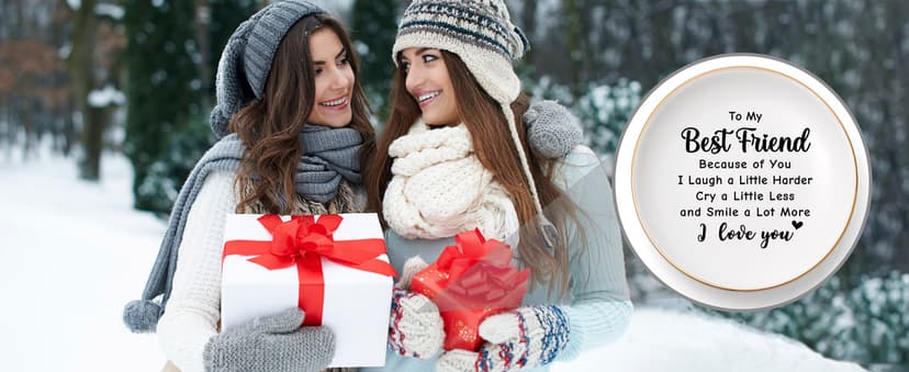 Friendship Gifts for Women Best Friend - Ceramic Jewelry Dish Tray Presents for Female Firends Bestie Sister Coworkers Birthday Mothers Day