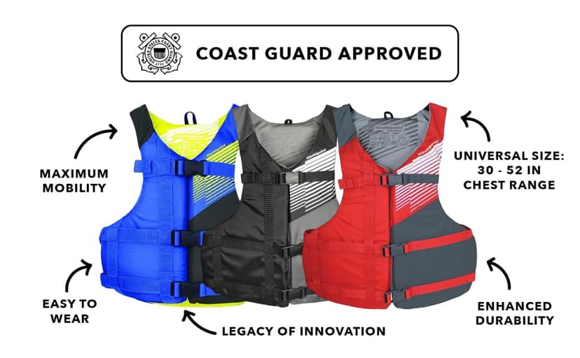 Stohlquist FIT Adult Life Jacket, US Coast Guard Approved Type III Life Vest, PFD for Men and Women, Easily Adjustable, Lightweight and High Buoyancy - Universal Fit (30-52" Chest)