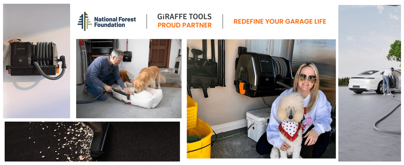 Giraffe Tools Grandstorm Wet Dry Vacuum Cleaner with 6 Nozzles, 30 FT Retractable Hose Wall Mounted Vacuum Cleaner for Car Detailing, Grey(No Remote Control Funtion)