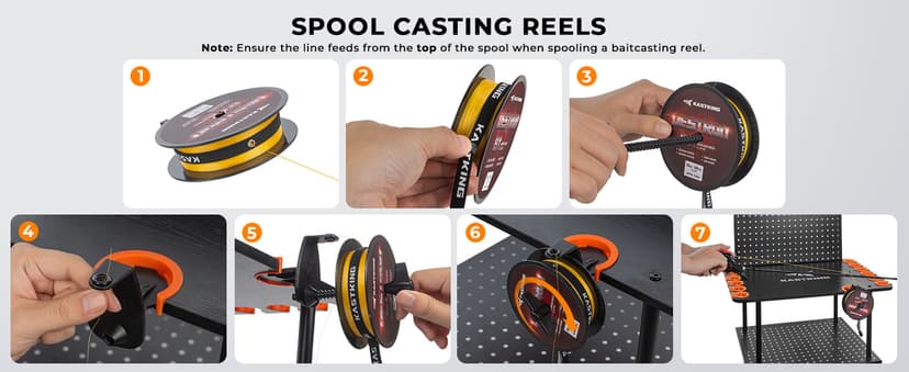 KastKing V10 Gear Trolley, Indoor Fishing Rod Holder for 10 Combos, 3-Tier Fishing Accessory Shelves With Peg Wall, Patented Built-in Line Spooler, Mobile Tackle Storage Cart With Locking Wheels