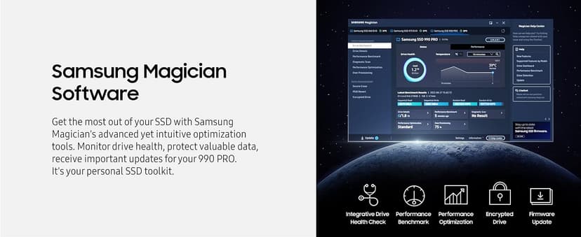 Samsung 990 PRO SSD 1TB PCIe 4.0 M.2 2280 Internal Solid State Hard Drive, Seq. Read Speeds Up to 7,450 MB/s for High End Computing, Gaming, and Heavy Duty Workstations, MZ-V9P1T0B/AM