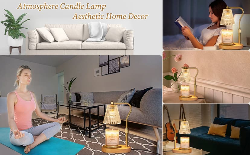 Candle Warmer Lamp with Timer Dimmer Adjustable Height for New Home Bedroom,Mothers Day Gifts,Vintage Home Decor for Scented Jar
