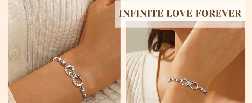 UNGENT THEM Infinity Love Heart Bracelets for Women Her Happy Birthday Valentines Christmas Presents