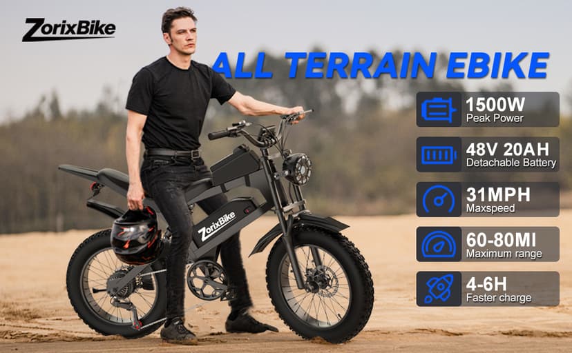 Electric Bike for Adults,48V 20AH - Peak Power 1500/3000W Brushless Motor Electric Bicycle - Max Speed 31-35MPH - Max 80 Miles Range - 20" x 4.0" Fat Tire Dirt E-Bike,7-Speed - UL 2849