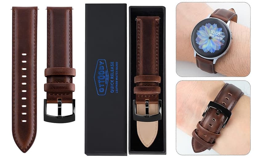 OTTOODY Leather Watch Bands Quick Release, Elegant Top Grain Leather Watch Straps for Men & Women, Choice of Color & Width - 18mm, 19mm, 20mm, 21mm or 22mm Wristbands Bracelet for Watch & Smartwatch
