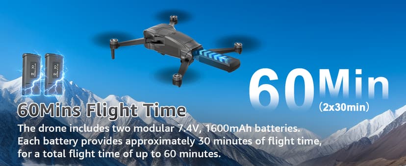 GPS Drone with Camera for Adults - 4K Drone with 4.5” FPV Screen Controller, 60 Min Flight, Brushless Motor Foldable Quadcopter, Auto Return, Follow Me, 3 Speed Modes for Beginners - Gift Under 249g
