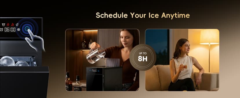 ecozy 2.4" Clear Ice Ball Maker Countertop with CrystalFlux Technology, Minimal Footprint Sphere Ice Maker with 8H Timer, 1 pcs in 40 Mins, 32 pcs/Day, Self-Cleaning for Home Bar Whiskey & Bourbon