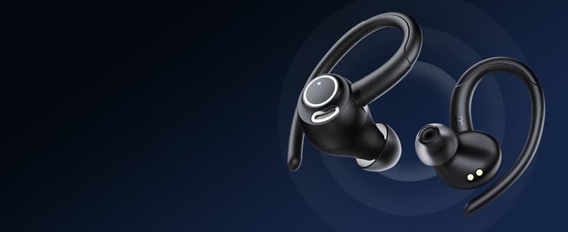 Wireless Earbuds, Bluetooth 5.4 Headphones Sport, Over Ear Buds With ENC Noise Cancelling Mic, 48H, Wireless Earphone With Earhooks, Stereo Deep Bass, IP7 Waterproof ear bud for Workout Running, Black