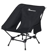 MOON LENCE Portable Camping Chair Plus, Larger & Roomier, Compact and Lightweight Still, Folding Chair for Backpacking & Hiking, 330Lbs Capacity (Black)