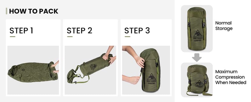 OneTigris Bushcrafter’s Sleeping Bags, Mummy Sleeping Bag for Camping Hiking Backpacking, Survival Gear
