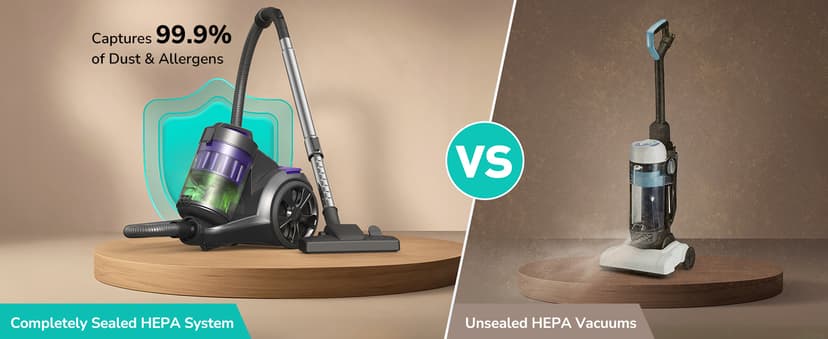 Aspiron 1700W Canister Vacuum Cleaner, 45Kpa Bagless Vacuum Cleaner, Multi-Cyclonic Filtration, 2 Anti-Allergen HEPA Filters, 3.5QT Dust Cup, 4 Tools, Corded Vacuum for Hard Floor, Pet Hair, Violet