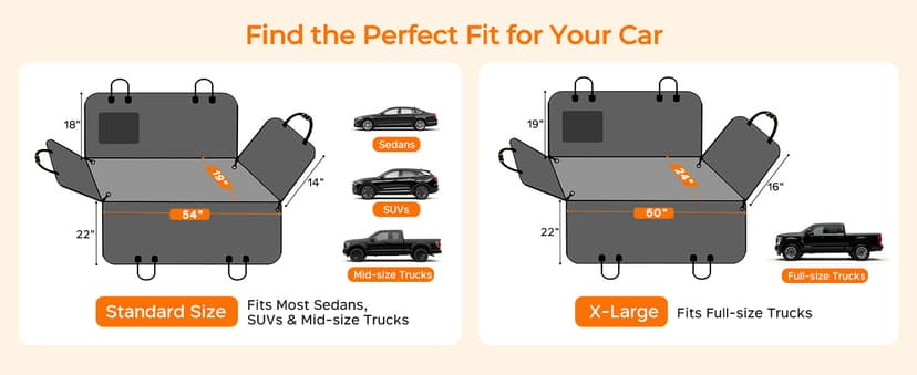 600D Oxford, Zippered Side Flaps, Scratch Resistant, Non-Slip, Easy to Install, With Seatbelt, For Sedan, SUV & Compact Truck URPOWER Dog Car Seat Cover for Back Seat, 100% Waterproof Hammock for Car B0727Y5ZD7
