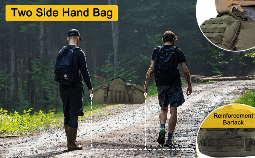 Hannibal Tactical 65L Large Duffle Bag, 3-in-1 Tactical Backpack MOLLE Pack for Sports, Gym, Outdoor, Olive Green