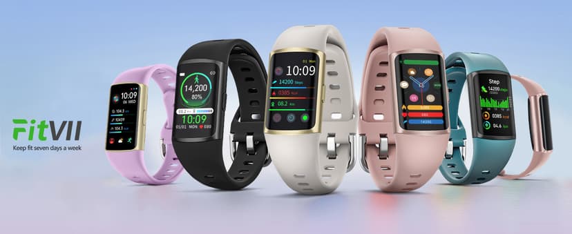 FITVII FINO 2 Slim Fitness Tracker, Smart Watch with Blood Oxygen, Sleep Monitor, 24/7 Heart Rate & Blood Pressure, IP68 Waterproof Health Activity Trackers with Calories Step Counter for Women Men