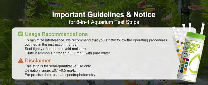 AAwipes Aquarium Ammonia Test Strips 8-in-1 |25 Strips | Quick & Accurate Water Testing Test pH, Carbonate, Alkalinity, Hardness, Chlorine, Nitrite, etc. (K02-25)