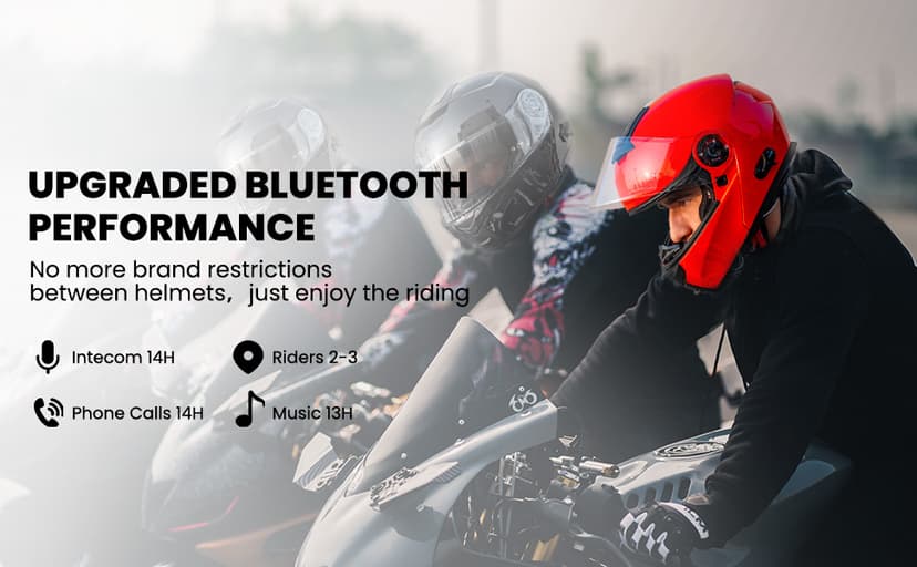 ILM 159BT Bluetooth Modular Motorcycle Helmet 2-3 Riders Intercom Full Face Flip up Casco DOT with Face Mask (MatteBlack, L)