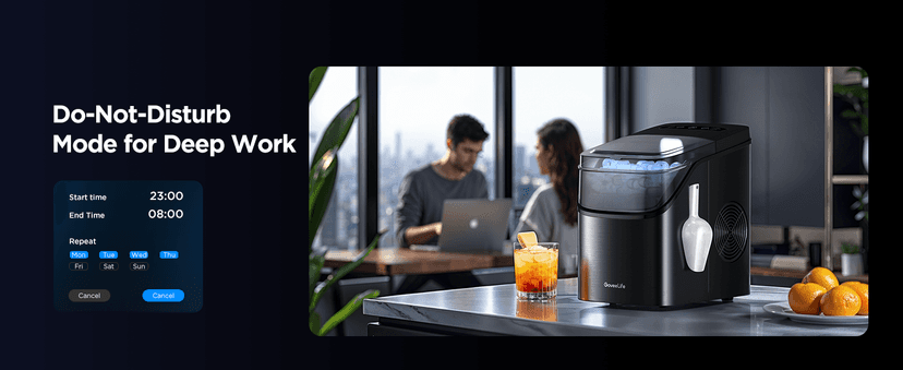 GoveeLife Smart Ice Maker Countertop, Portable Ice Machine with Voice Control, 9 Ice Cubes in 6 Minutes 3 Sizes, 26lbs/24Hrs, Self Cleaning RGB Lights, Quiet Ice Maker with Scoop for Kitchen Silver