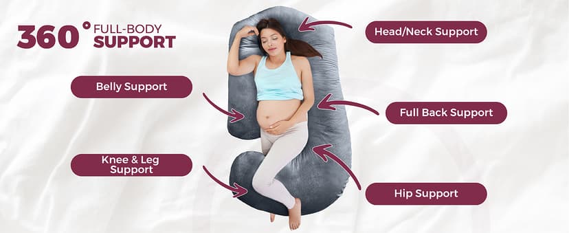 PILLANI Pregnancy Pillows for Sleeping - V C U Shaped 57inch Full Body Pillow with Removable Washable Cover, Cooling Maternity Pillow for Pregnant Women, Support for Back Belly Legs Hip