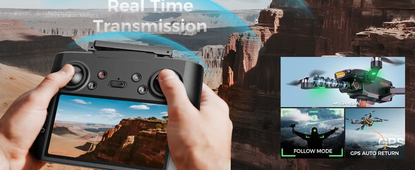 GPS Drone with EIS 4K Camera for Adults Kids, RC Drones with 4.5 inch HD Screen on Controller,Auto Return,2 Batteries for 45 min Flight Time,Long Range Transmission,Circle Fly and Follow Me Mode,Foldable Quadcopter for Beginner Kids Gifts Toy,Under 249g