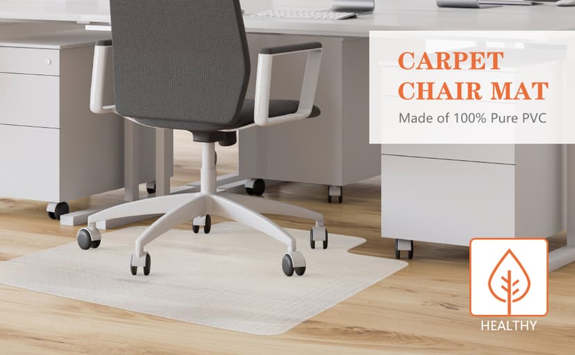 SUPER DEAL Upgraded 48" X 36" Office Chair Mat for Carpet Floor, Non-Slip Under Desk Carpeted Floor Protector, Heavy Duty Clear Plastic Carpet with Lip for Home Office Gaming Chair