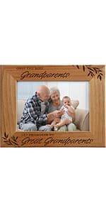 CEDAR CRATE MARKET Grandparent Gifts, Grandparent Picture Frame - Laser Engraved Natural Alder Wood Horizontal Photo Frame, Easel Back, Wall Mount Fits 5x7 Horizontal Portrait Sentimental Gift